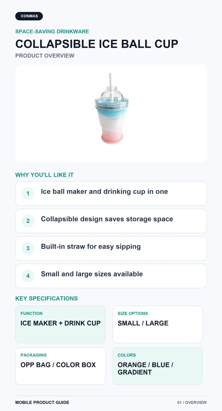 2-in-1 Collapsible Ice Ball Maker Cup mobile product overview