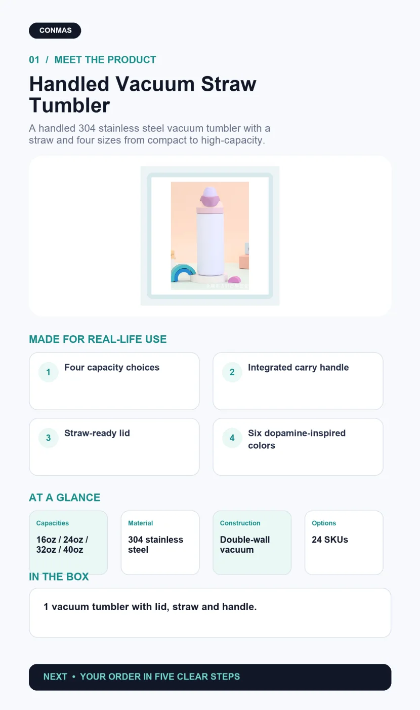 Handled vacuum straw tumbler overview