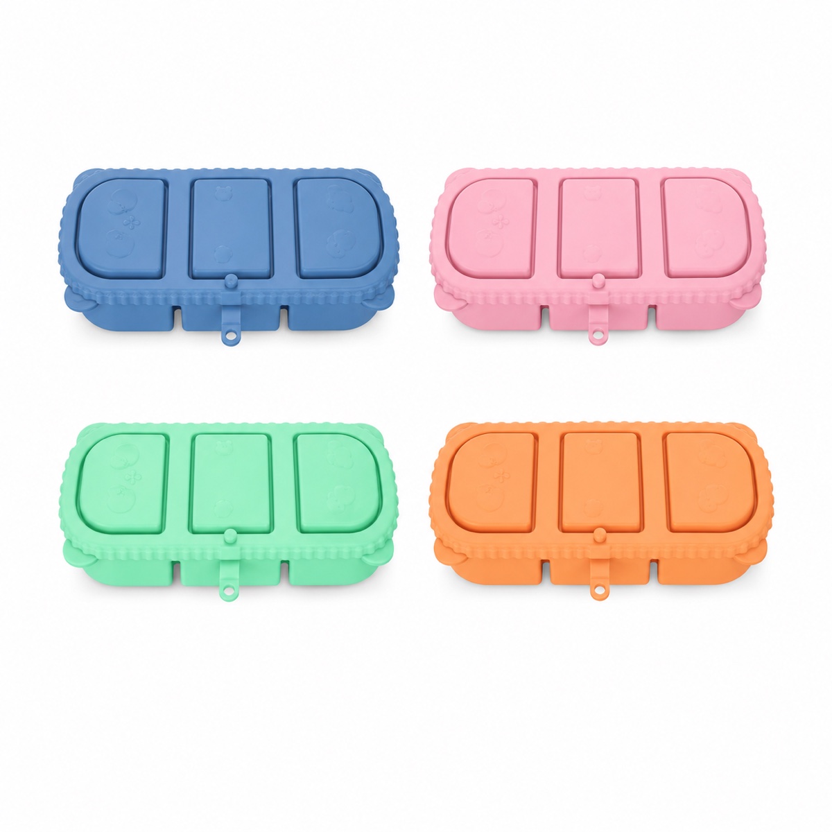 Bear-Shaped 3-Compartment Silicone Snack Box with Lid