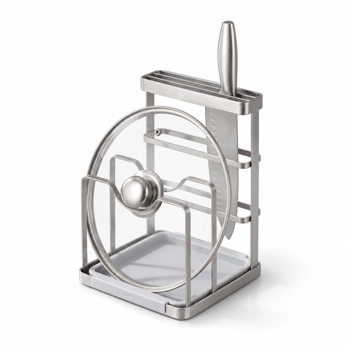 Stainless Steel Knife, Lid and Cutting Board Organizer